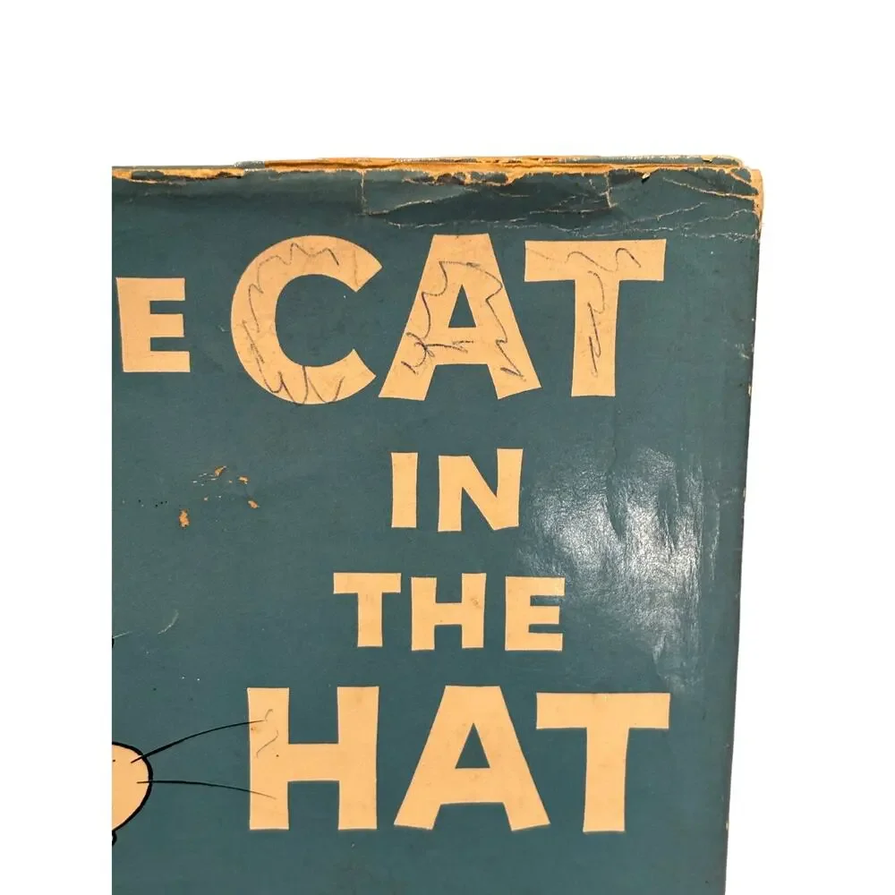 VTG 1957 1st Educational Ed. The Cat in the Hat, Seuss, Houghton Mifflin, HCDJ